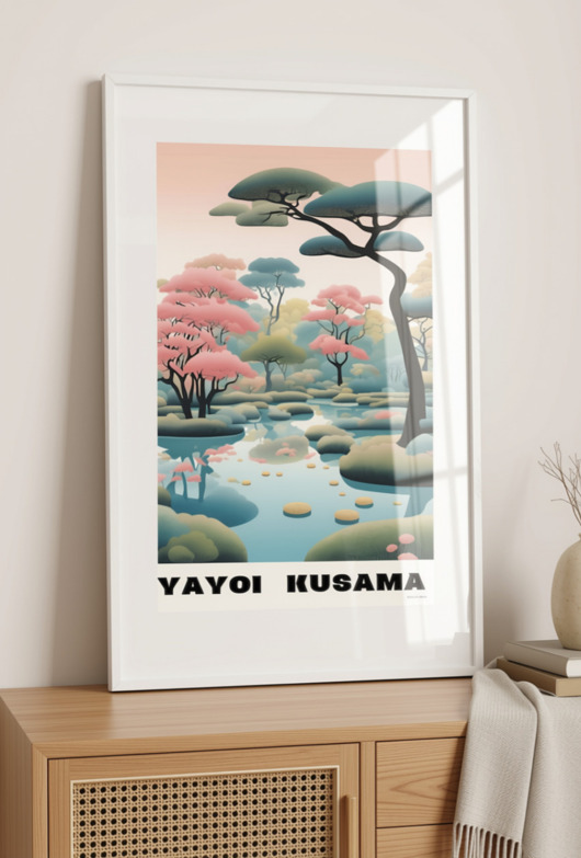 grafiki i ilustracje PLAKAT dekoracyjny Japonia Yayoi Kusama, pastelowa ilustracja