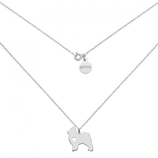 srebrne naszyjniki Srebrny naszyjnik z  psem rasy Pomeranian