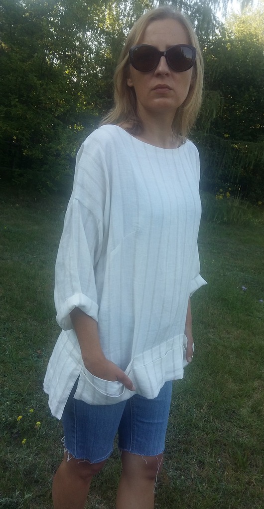 Buzka ecru len M/L Pole Wyobrazni
