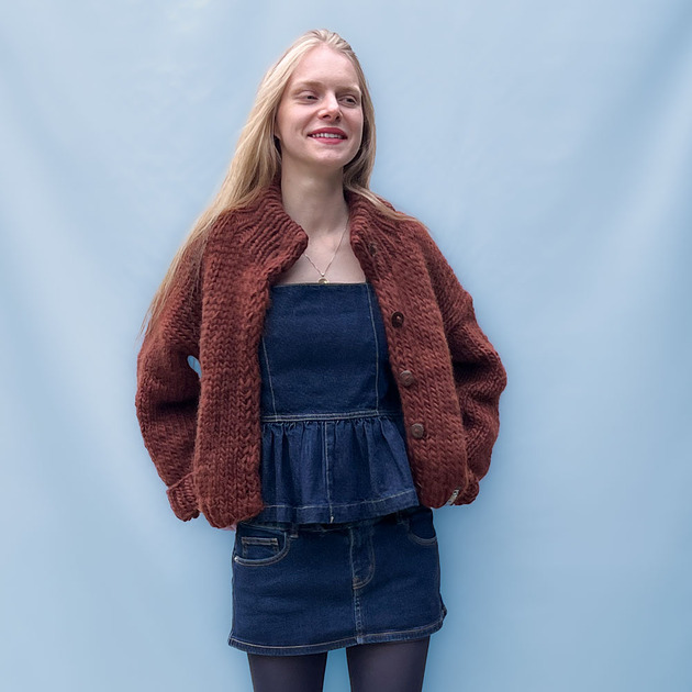 kardigany damskie 100% MERINO brazowy kardigan