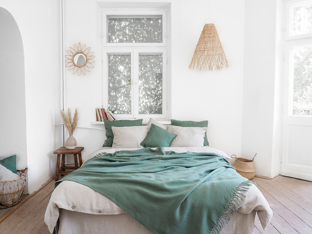 koce i narzuty Narzuta z Frędzelkami EUCALYPTUS GREEN