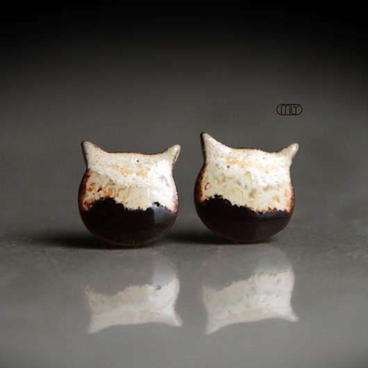 kolczyki ceramiczne Kotki /stal chirurgiczna/