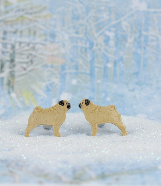 kolczyki ceramiczne Mopsy - ceramiczne kolczyki sztyfty