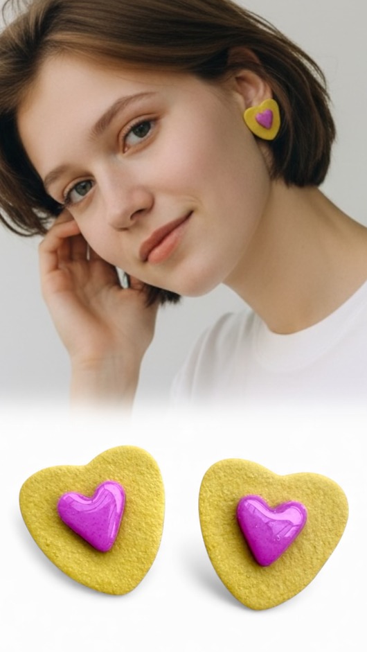 kolczyki z masy plastycznej Kolczyki Serduszka