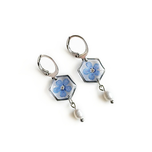 kolczyki z żywicy Kolczyki wiszące z kwiatami