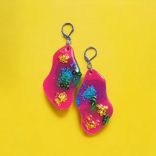 kolczyki z żywicy UNIKATOWE kolczyki z żywicy : kolekcja CMYK : XL