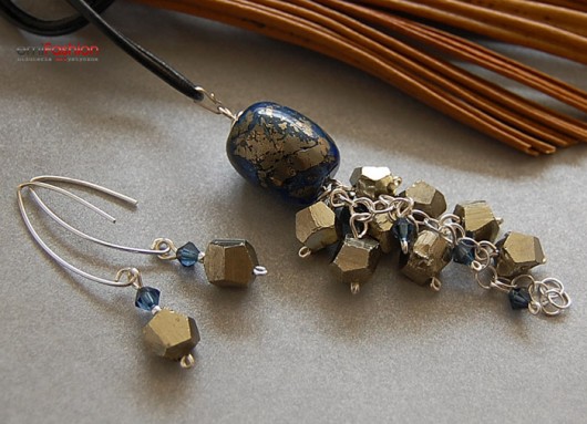 Lapis lazuli, Piryt i kryształ Swarovski MAREMI Jewelry