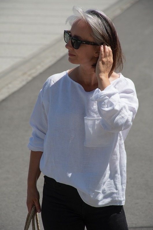 koszule damskie Lniana bluzka KOKURO 100% len