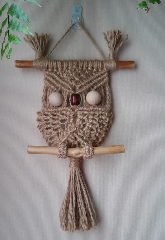 makramy Sowa ozdoba na ścianę. Makrama
