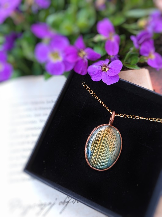 wisiory Wisiorek Pasiasty Labradoryt miedziany