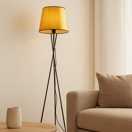 lampy do pokoju dziecka Czarna lampa stojąca na trójnogu w stylu loftowym TOKIO MIRROR