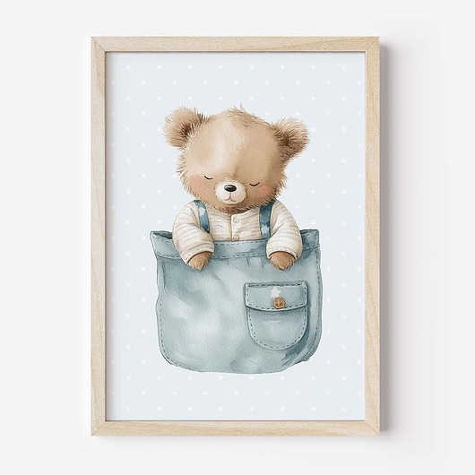 obrazy i plakaty do pokoju dziecięcego Plakat Na Ścianę Dla chłopca Niebieskie misie nr. 11