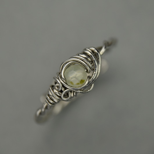 pierścionki - różne Pierścionek regulowany prehnit wire wrapping