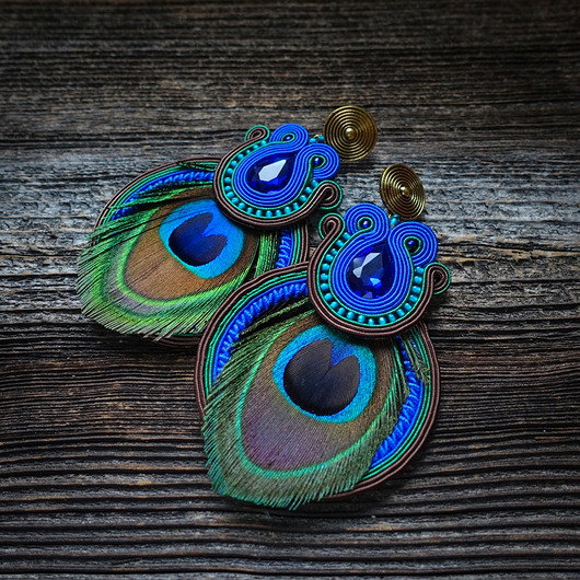 Peacock Eye-kolczyki soutache Mró Soutache