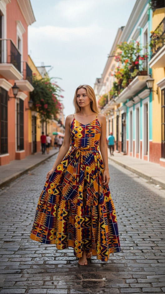 sukienki maxi damskie Sukienka afrykańska Ghana