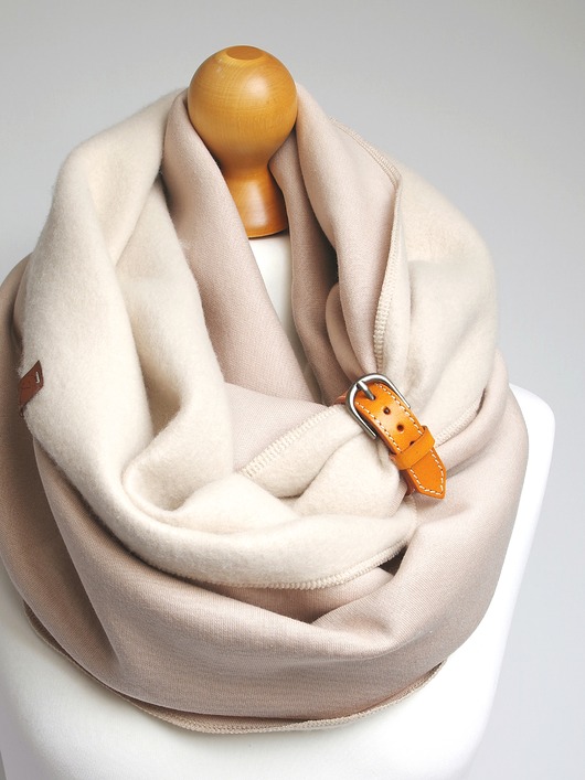 szale damskie Zimowy komin damski, duży komin oversize z zapinką skórzaną