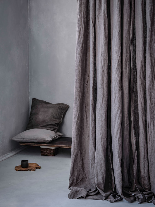 zasłony Zasłona z Miękkiego Lnu Stonewashed - charcoal