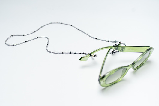 okulary damskie Grafitowy łańcuszek do Okularów z Czarnych Pereł i Onyksu