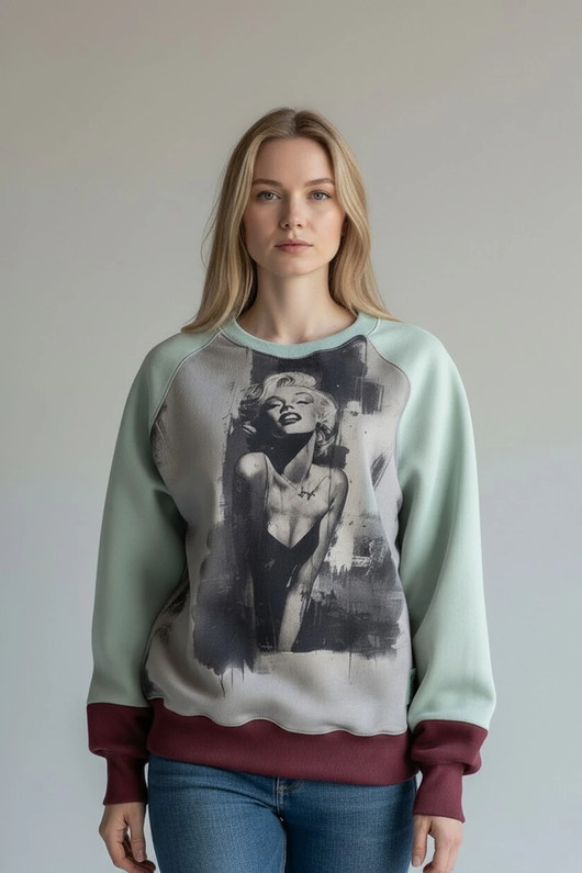 bluza bez kaptura damska Bluza oversize Aparigraha Marylin Monroe szałwia bordo rozmiar L 40