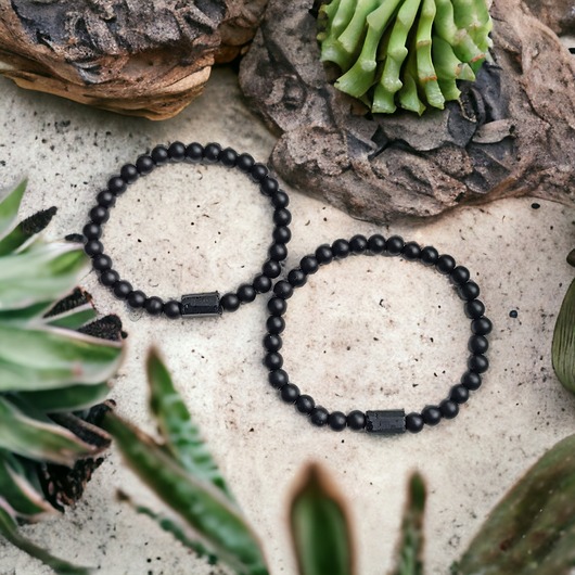 bransoletki z kamieni naturalnych KOMPLET dla PARY : turmalin, onyks : ochrona, siła