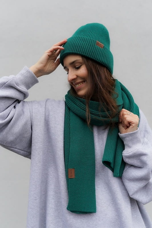 czapki damskie Czapka Cosy Days Emerald 100% Merino