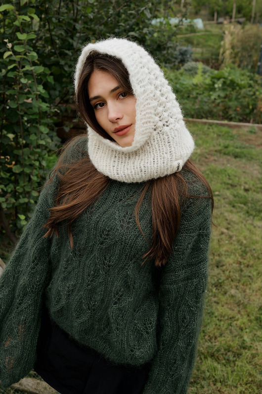 czapki damskie Kaptur  Balaclava Popcorn Krem