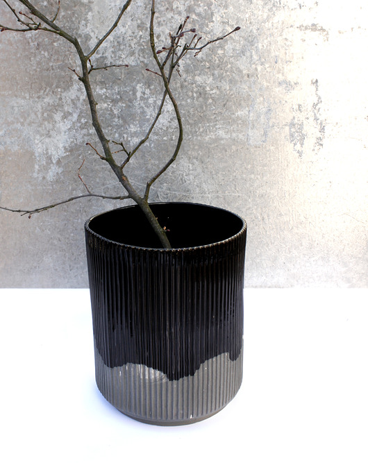 wazony wazon ceramiczny czarno-szary- niski