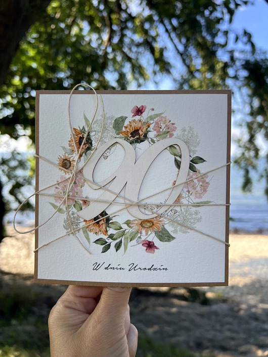 kartki scrapbooking Personalizowana ręcznie robiona kartka życzenia na 90 urodziny