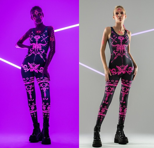 kombinezony damskie PINK TRIBAL - Kombinezon z efektem UV