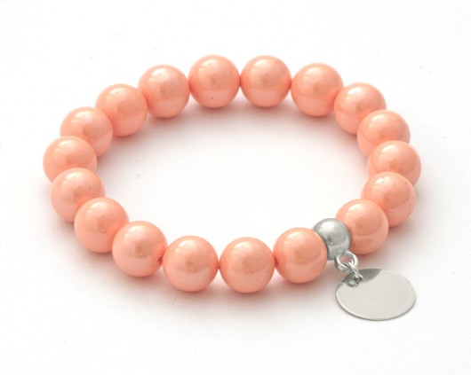 Salmon pearl with coin pendant. Lavoga