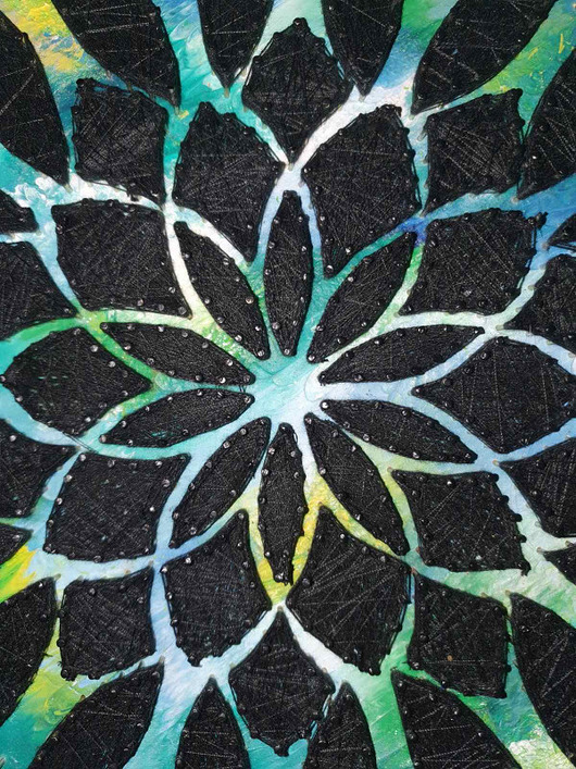 obrazy Czarna rozeta obraz string art