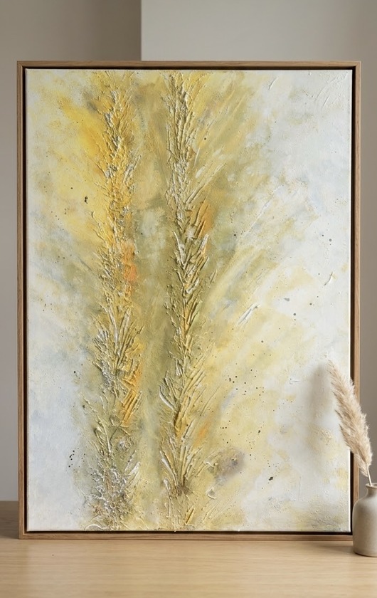 obrazy Złote Kłosy Abstrakcyjny obraz malowany ręcznie 100x70cm