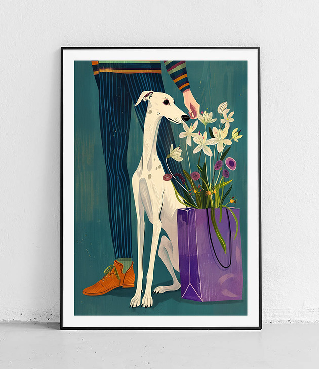 plakaty Plakat Pies i kwiaty