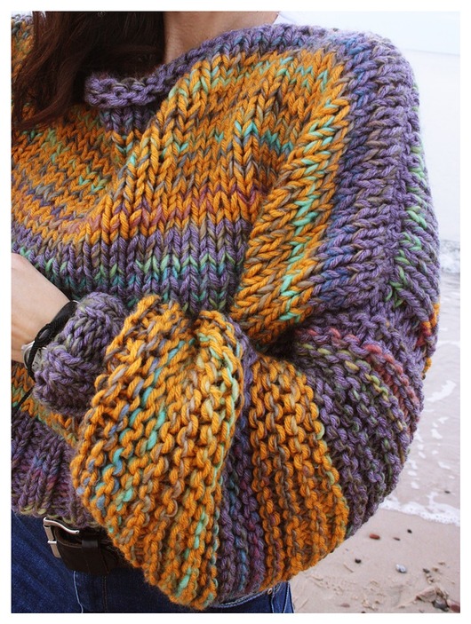 swetry damskie Sweter handmade melanż z wełną