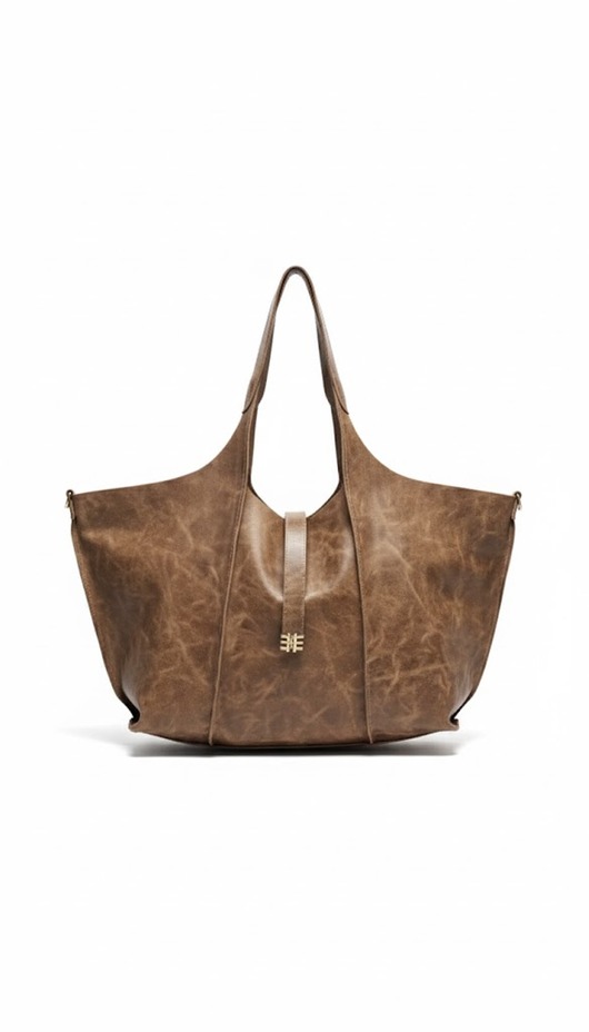 torby na ramię Shopper bag ze skóry przecieranej -  LS05 brązowa