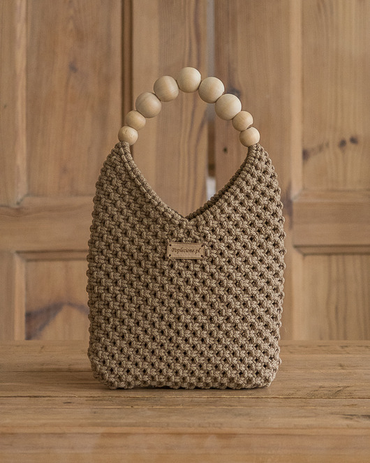 torebki do ręki Makramowa torebka Mini Bag  - wielbłądzia