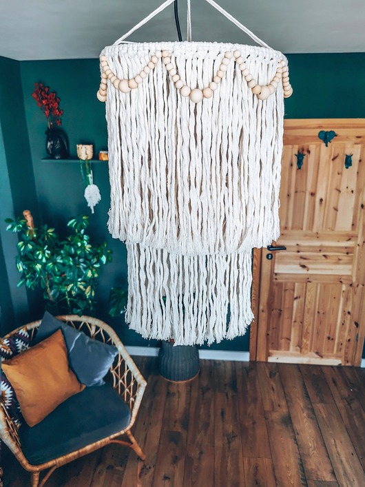 Lampa żyrandol Abażur Makrama minimalistyczna Hygge Macrame
