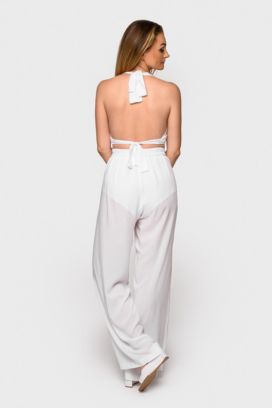 spodnie materiałowe damskie Spodnie Bali White