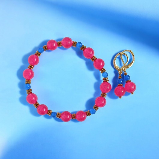 komplet biżuterii RAZEM TANIEJ! summer collection : bransoletka i kolczyki : jadeit I