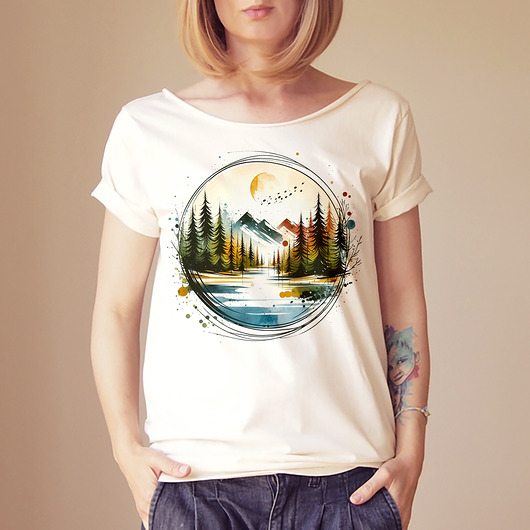 t-shirt damskie Wakacje góry Waniliowy oversize