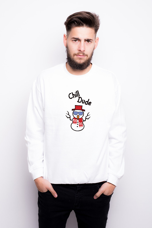 Bluza męska biała z nadrukiem - Chill Dude AllbagAllprints
