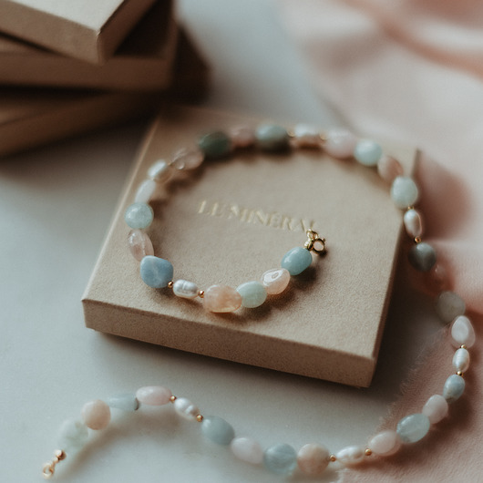 chokery Naszyjnik / Choker N16  perła, morganit