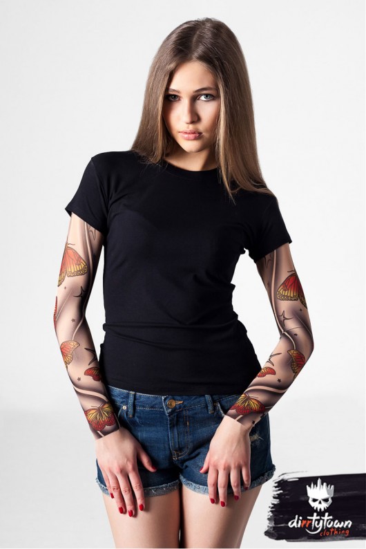 Czarny t-shirt z tatuażami Yellow Butterlies dirrtytown clothing