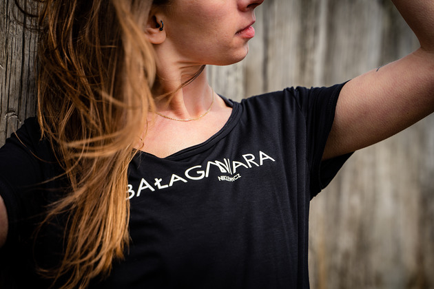 t-shirt damskie Luźny T-shirt z wiązaniem BAŁAGANIARA