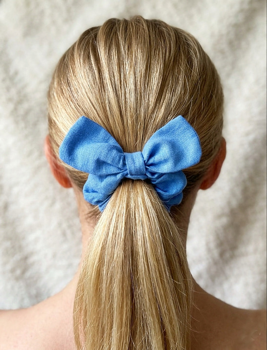 gumki do włosów Lniana gumka scrunchies do włosów z kokardą