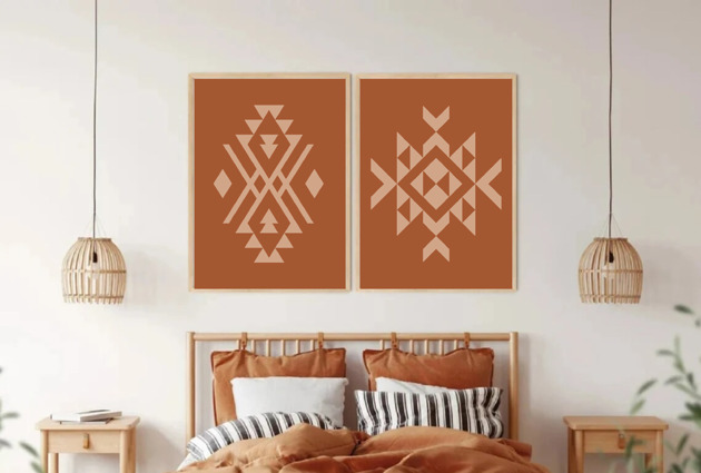 grafiki i ilustracje DWA PLAKATY boho azteckie etniczne