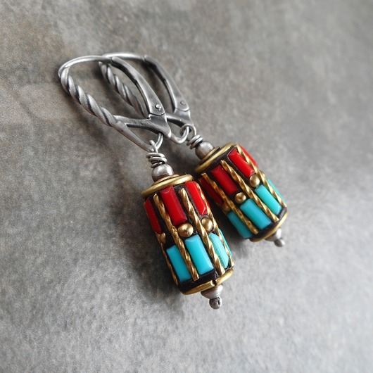 kolczyki srebrne Walce w stylu etno srebro 925