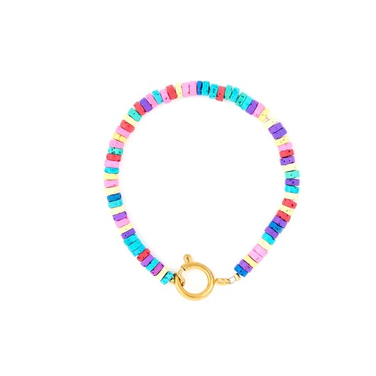 bransoletki z kamieni naturalnych Kolorowa plaża - bransoletka na rękę cienka barwiona Lawa wulkaniczna