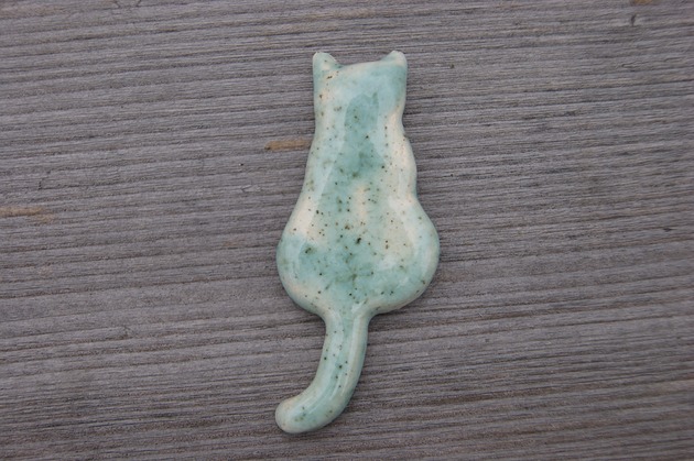 magnesy Ceramiczny magnes kot jasno zielony