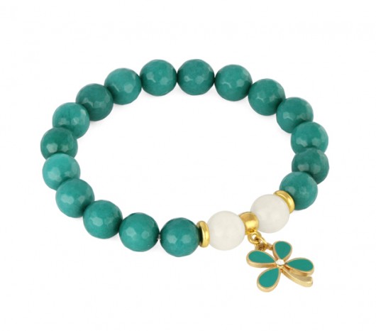 Emerald & moon jade with flower. Lavoga